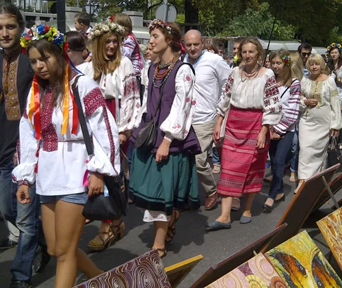 Parade of national embroidered clothing in Ukraine