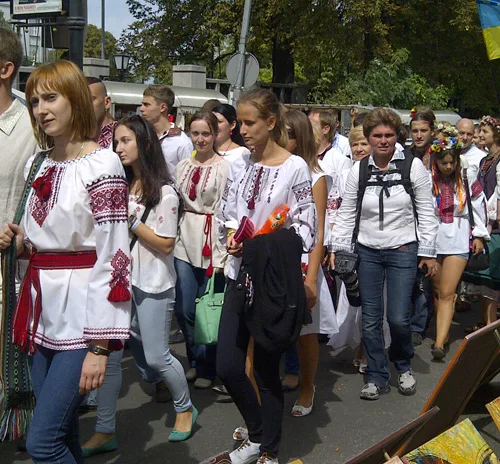 Parade of national embroidered clothing in Ukraine