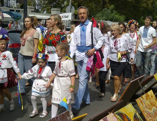 Parade of national embroidered clothing in Ukraine