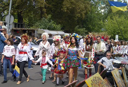 Parade of national embroidered clothing in Ukraine