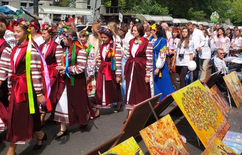 Parade of national embroidered clothing in Ukraine