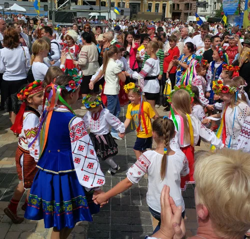 Parade of national embroidered clothing in Ukraine