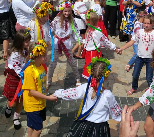 Parade of national embroidered clothing in Ukraine