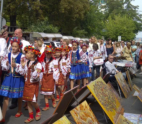 Parade of national embroidered clothing in Ukraine