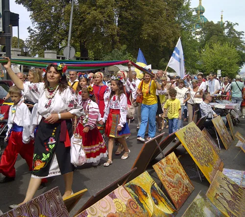 Parade of national embroidered clothing in Ukraine