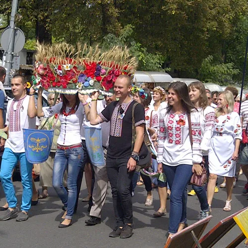 Parade of national embroidered clothing in Ukraine