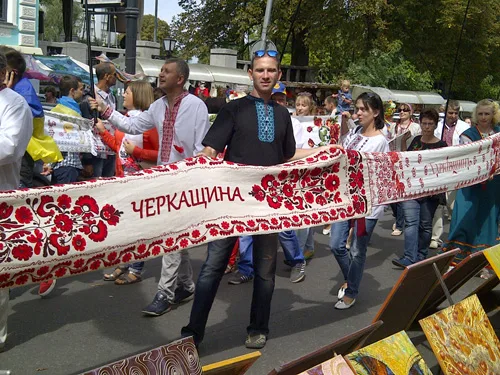 Parade of national embroidered clothing in Ukraine