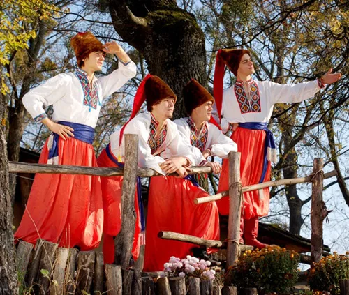 Ukrainian boys in national costumes