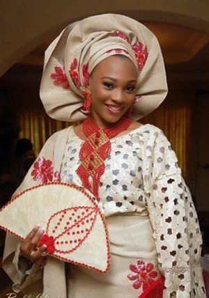 National dress of Nigeria. Colorful clothing of Nigerian tribes