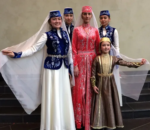 Crimean Tatar girls in delicate national attire