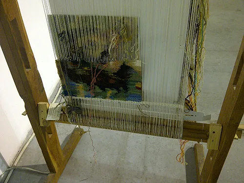vintage carpet weaving loom
