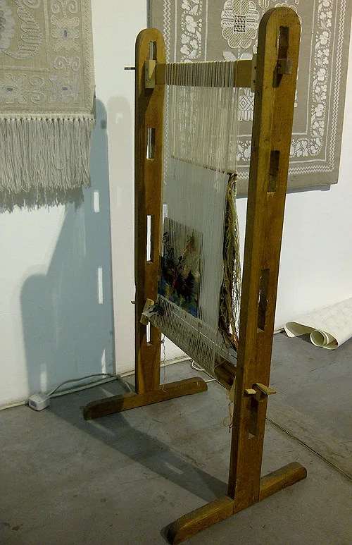 vintage carpet weaving loom