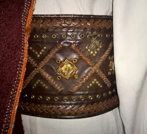 Cheres richly embellished wide leather belt from Carpathian region of Ukraine