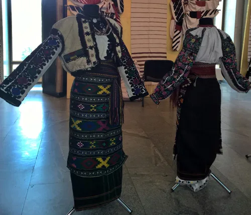 Embroidered women's costumes from different villages of Borshchiv area (Ternopil region, Western part of Ukraine)