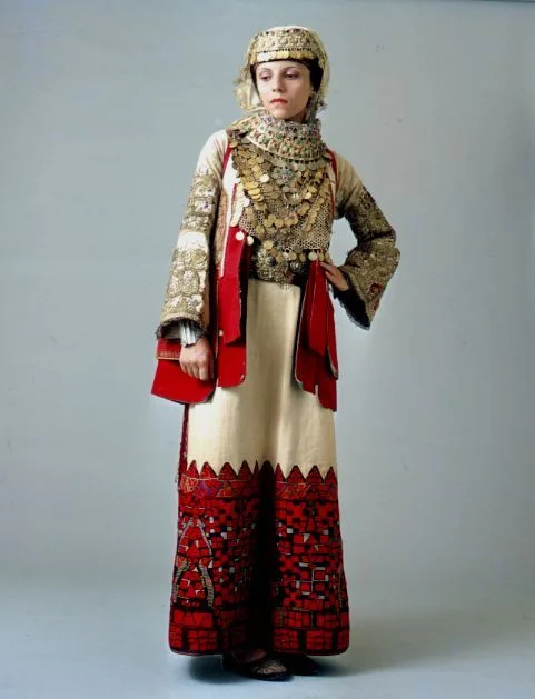 Vintage bridal dress worn in villages near Athens Greece
