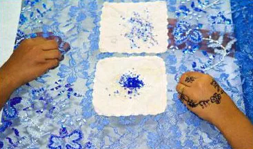 Very delicate and complicated Tunisian embroidery with tiny beads