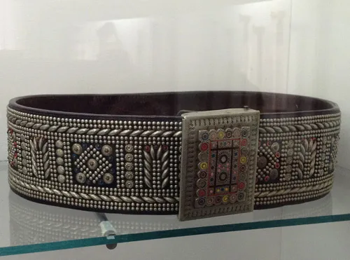 richly embellished leather belt from Kosiv district Ivano-Frankivsk region of Ukraine early 20th century