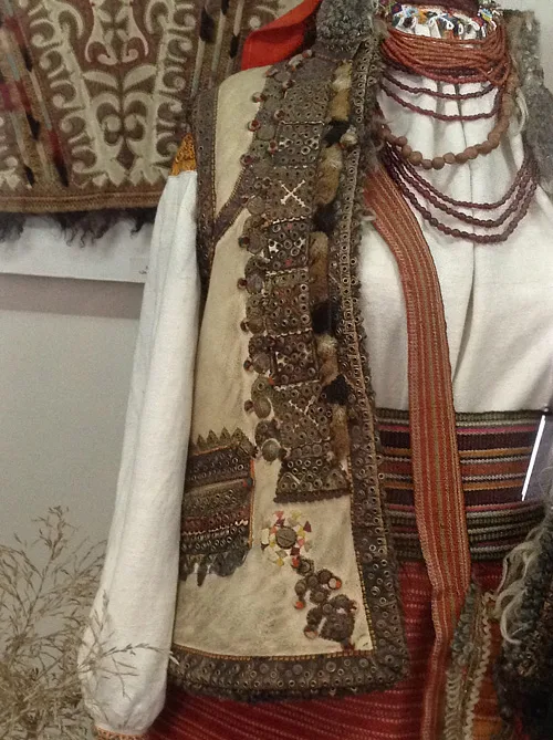 Traditional female costume from Kosiv district Ivano-Frankivsk region of Ukraine early 20th century
