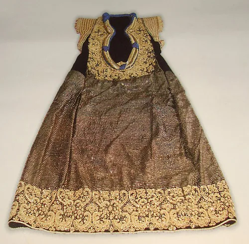 Tunisian vintage female jebba with gold embroidery