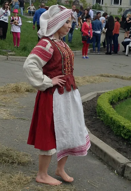 Traditional costume of married woman from Volodymyrets district Rivne region of Ukraine