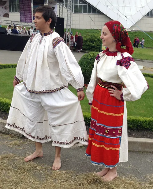 Man’s and woman’s clothing of married couple from Zakarpattia region of Ukraine