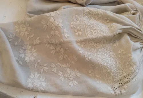 Ukrainian needlework on the sleeve of female shirt