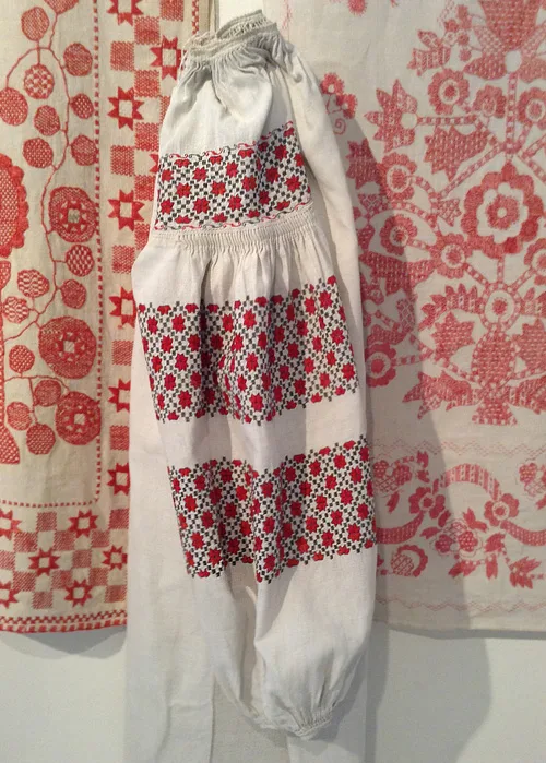 Embroidery on sleeve of female shirt from Cherkasy region of Ukraine