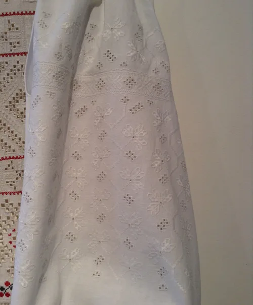 Ukrainian traditional needlework on embroidered shirt