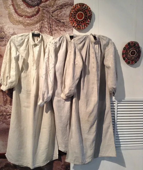 female embroidered shirts and ochipok coifs from Zhytomyr region of Ukraine