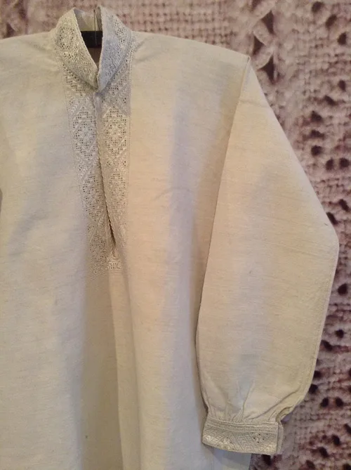 Whitework embroidery pattern on men’s shirt from Pokuttya region western Ukraine