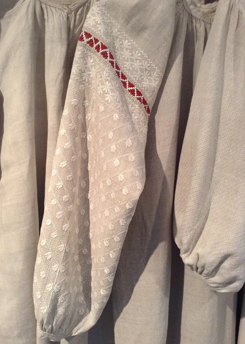 Whitework on the sleeve of women’s shirt from Chernihiv region northern Ukraine