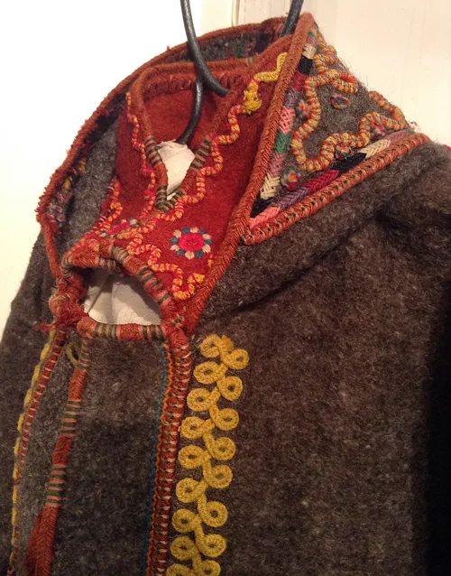 Woolen hooded cloak manta from Carpathian regions of Ukraine