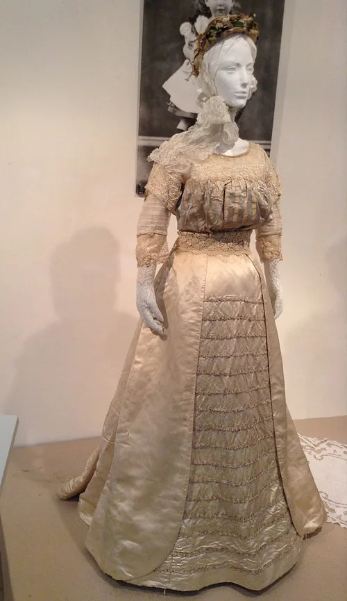 Female visiting dress Ukraine 1894 Blouse skirt headdress and gloves