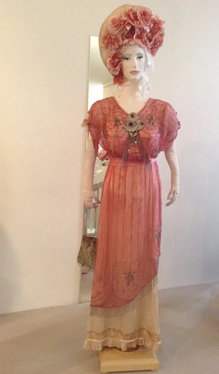 Female pink chiffon dress Ukraine 1910
