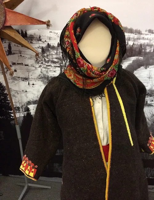 Traditional costume for Malanka carnival festivities early 20th century