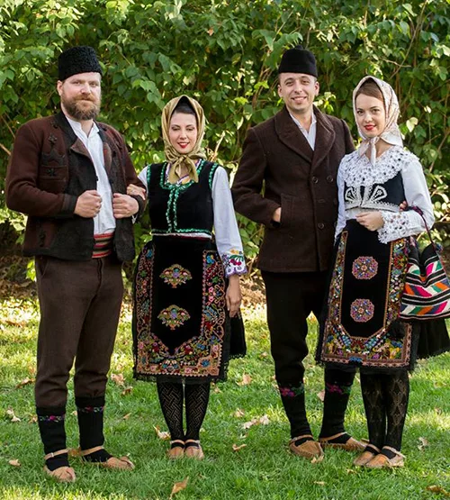 Serbian folk costume. Great diversity of outfits with Balkan, Ottoman, Byzantine, and Slavonic features