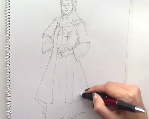Drawings of Bulgarian traditional costume. How to create fashion illustrations of folk clothes