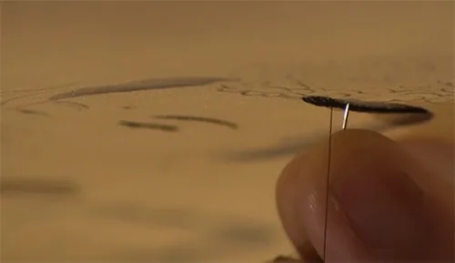 Chinese traditional hair embroidery. Long human hair serves as threads