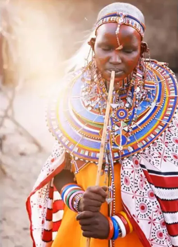Maasai Wedding clothing with ethnic motifs