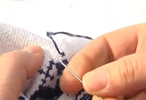 The craft of embroidery in Bosnia and Herzegovina. Blue Zmijanje embroidery
