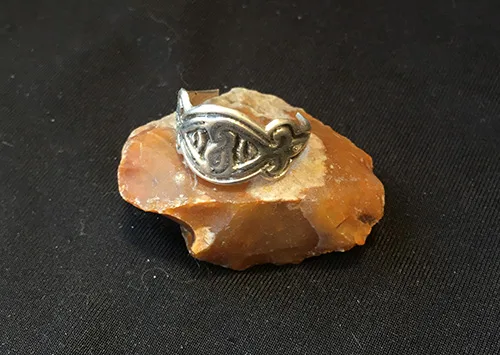 Women’s silver ring decorated with engraved patterns and blacking Early Kievan Rus Original piece