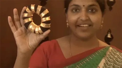 Traditional Indian hairdo for Bharatanatyam folk dance