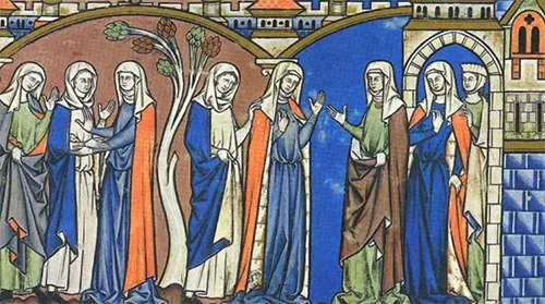 veil and wimple was a commonly worn headdress in Medieval Europe