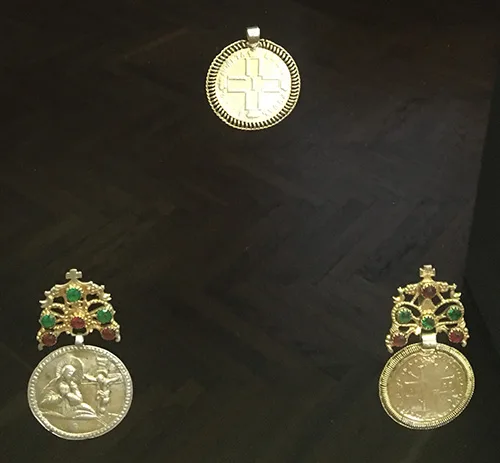 Ukrainian traditional dukach pendants made from gold coins