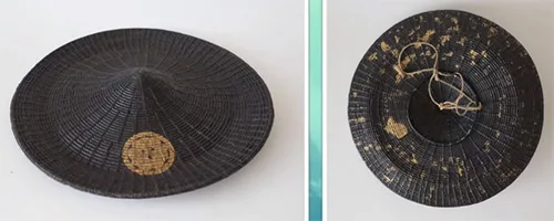 19th-century black lacquered jingasa