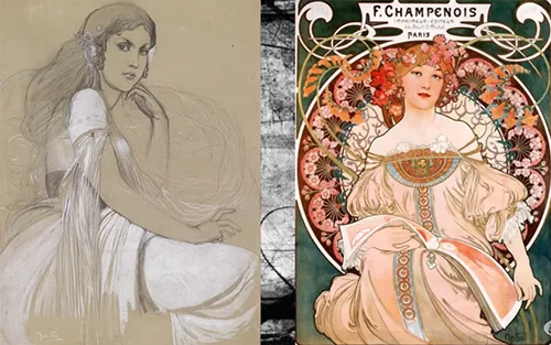 Art Nouveau style of Czech artist Alphonse Mucha