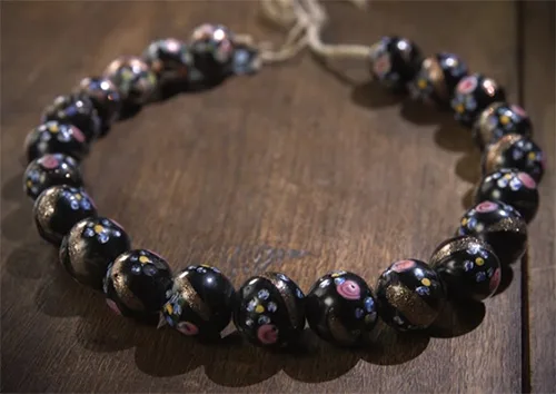 Vintage black Venetian glass necklace Kobrynsky National Museum of Folk Art