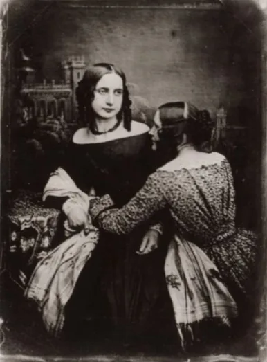 Portrait of two young women by Carl Ferdinand Stelzner 1849