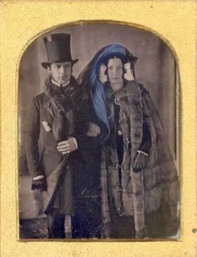 Couple in winter clothes 1840s