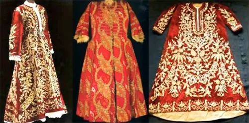 Vintage Turkish clothing. Photos of ornate Ottoman royalty garments